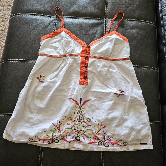 Roxy Smock Tank Wite and Orange Size Large - Picture 1 of 5